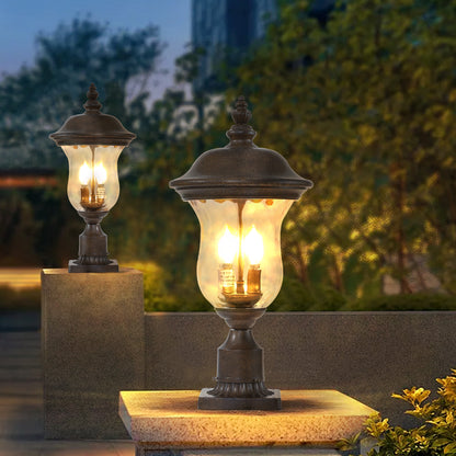 Vintage Outdoor Lamp Post Light - Waterproof Bronze Lantern for Yard & Porch