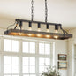 34-Inch Black Gold Vintage Pendant Light, 5 E26 Bulb Sockets, Adjustable Chain Height – Antique Style Chandelier for Dining Room, Kitchen, or Living Room (Bulb Not Included)