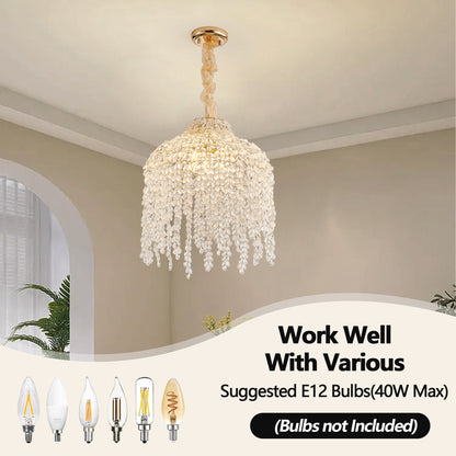 Elegant Gold Crystal Pendant Light - Waterfall Design, 5 Lights