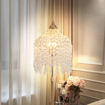 Gold Crystal Waterfall Floor Lamp - 63 Inch Living Room Lighting