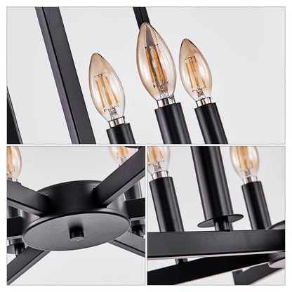 Modern Black Geometric 6-Light Chandelier - Iron Pendant Light
