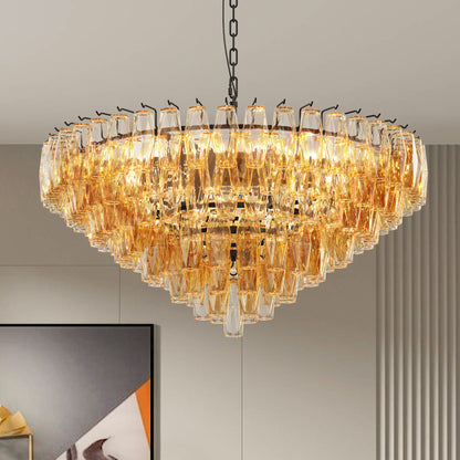 Large Black Iron Chandelier - 37" Round Dining Room Light