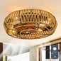 19" Caged Ceiling Fans with Lights and Remote, Boho Flush Mount Ceiling Fan with Light, Low Profile Chandelier 6 Speed Bladeless Reversible Ceiling Fan . for Living Room Bedroom.