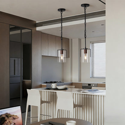 Modern Industrial Pendant Light - Black, Adjustable Kitchen Island Lighting