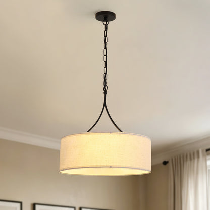 Beige White Black Fabric Pendant Light - Dining Room Lighting