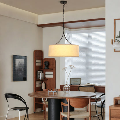 Beige White Black Fabric Pendant Light - Dining Room Lighting