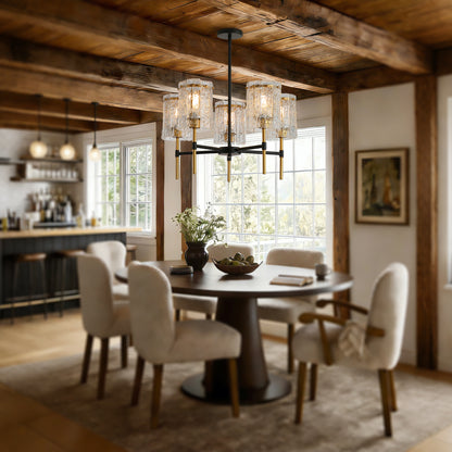 Modern Black and Gold Chandelier - 5-Light Dining Room Lighting
