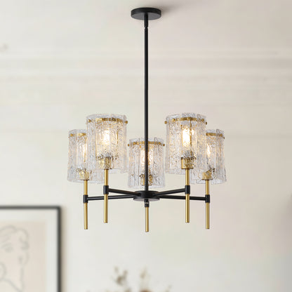 Modern Black and Gold Chandelier - 5-Light Dining Room Lighting
