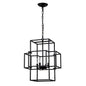 4-Light Metal Lantern Tiered Pendant Hanging Light Fixtures, Industrial Farmhouse Adjustable Height  Chandeliers for Dining Room Hallway Foyer Entryway--Matte Black (E12 Bulbs Not Included)
