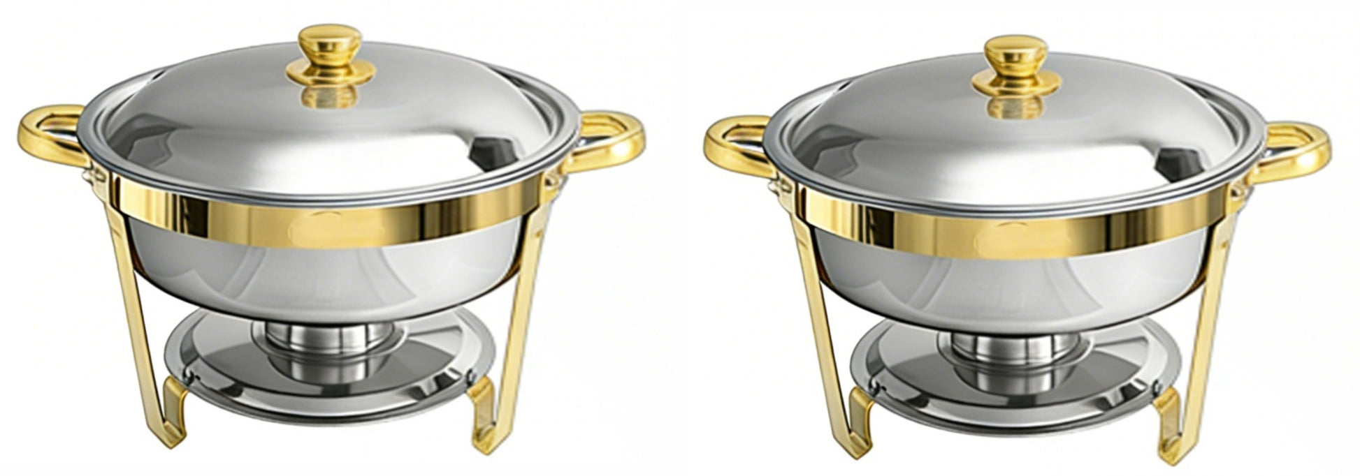 Round Buffet Catering Dish For Home and Outdoor 2 Pcs/ Sets golden