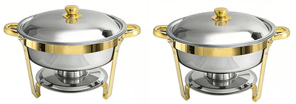 Round Buffet Catering Dish For Home and Outdoor 2 Pcs/ Sets golden