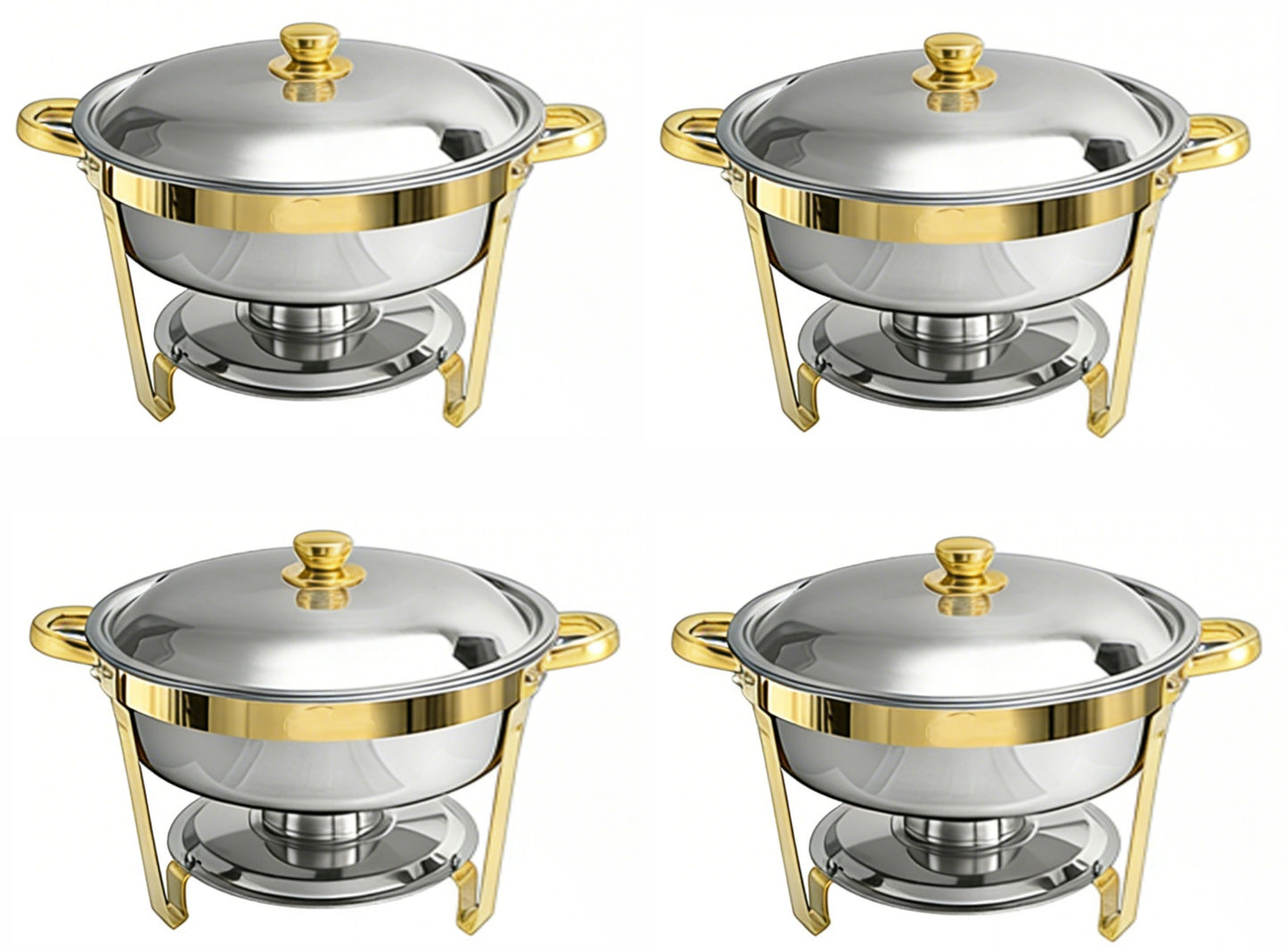 Round Buffet Catering Dish For Home and Outdoor 4 Pcs/ Sets golden