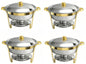 Round Buffet Catering Dish For Home and Outdoor 4 Pcs/ Sets golden