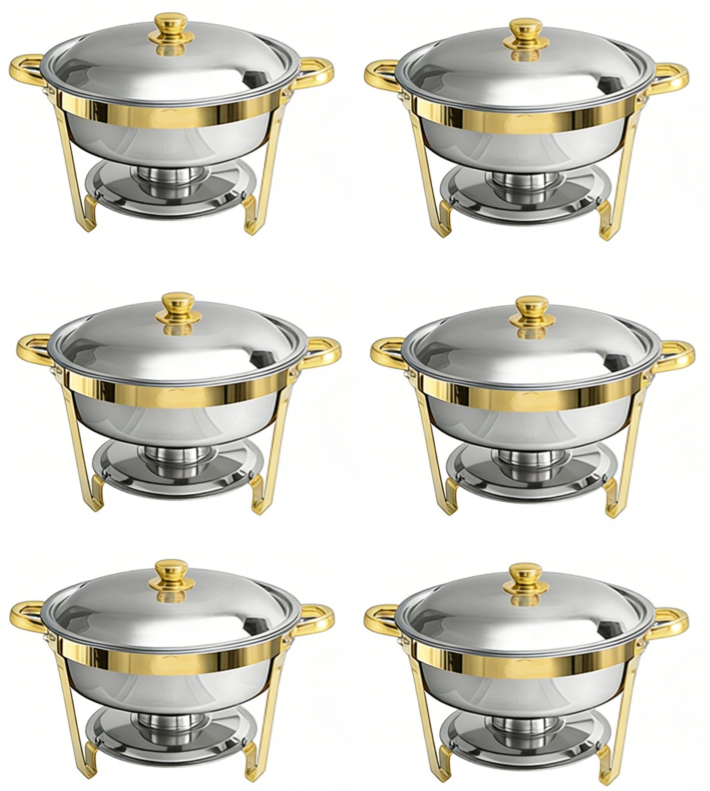 Round Buffet Catering Dish For Home and Outdoor 6 Pcs/ Sets golden