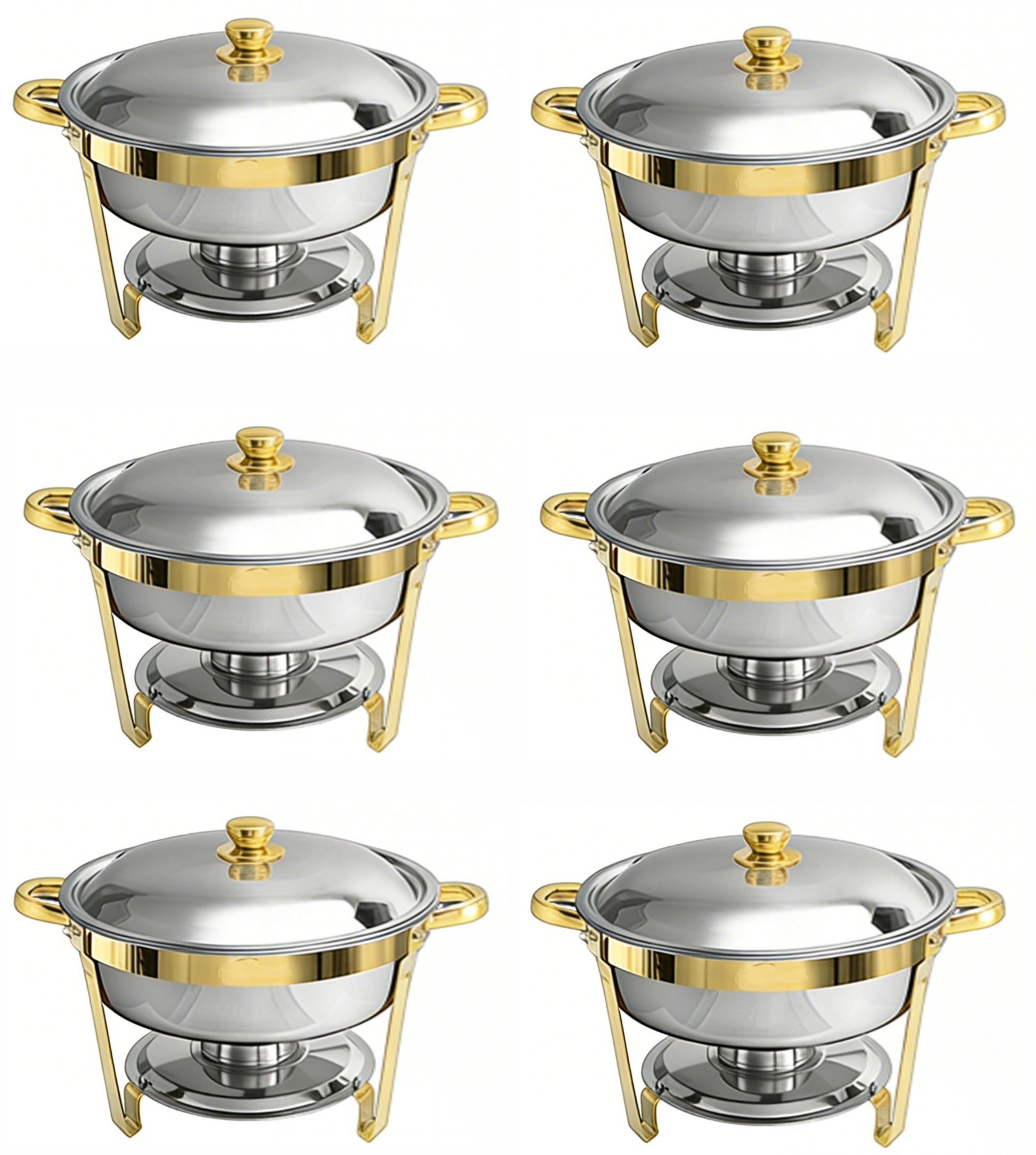 Round Buffet Catering Dish For Home and Outdoor 6 Pcs/ Sets golden