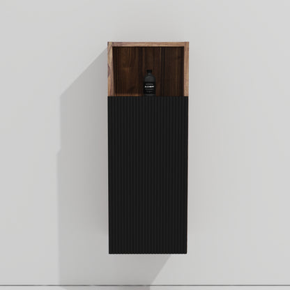 CC1014S110.309 Black & Walnut Bathroom Floating Side Cabinet, Wall-mounted Storage Cabinet for Small Space, KD