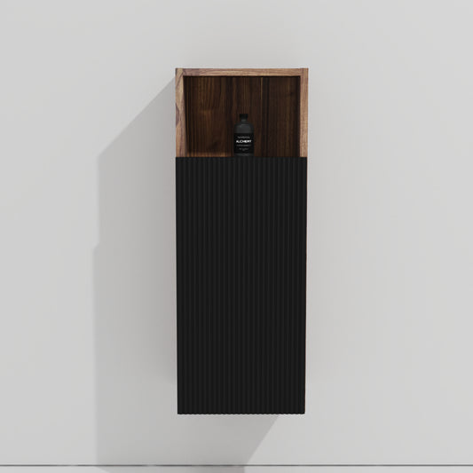 CC1014S110.309 Black & Walnut Bathroom Floating Side Cabinet, Wall-mounted Storage Cabinet for Small Space, KD