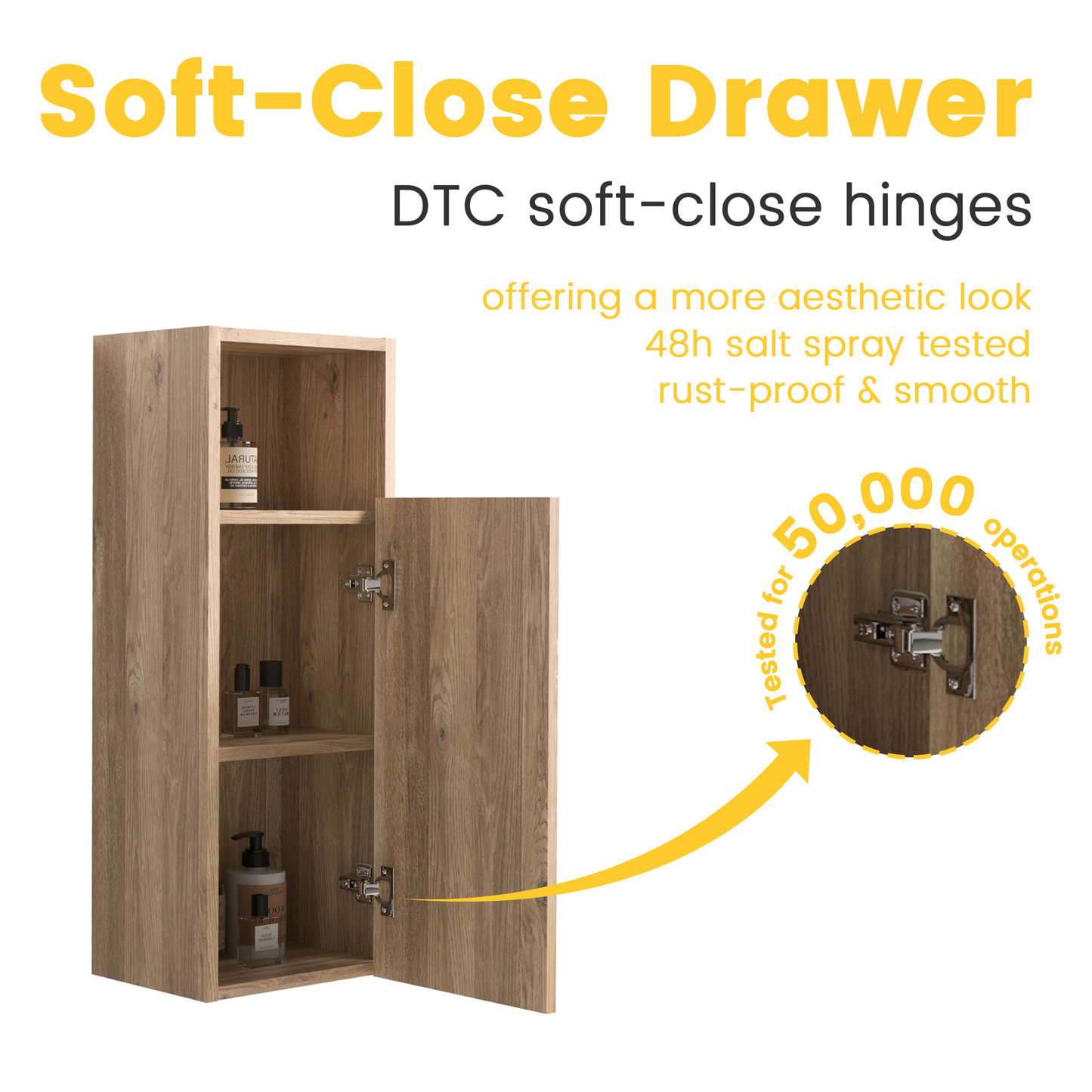 Oak Wall-Mounted Bathroom Storage Cabinet - 12 Inch