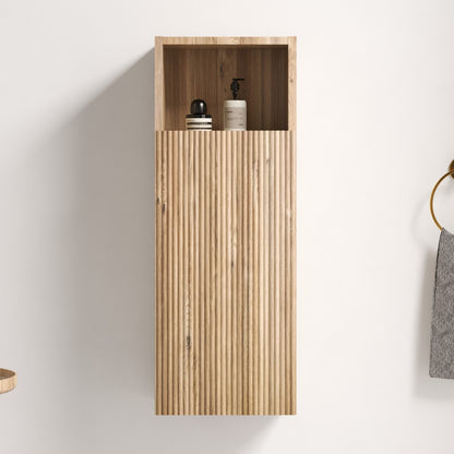 CC1014S112310 Rough Oak&Rough Oak Bathroom Floating Side Cabinet, Wall-mounted Storage Cabinet for Small Space, KD