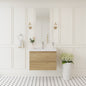 30" Floating Bathroom Vanity with Sink, Modern Wall-Mounted Bathroom Storage Vanity Cabinet with Solid Surface Top Basin and Soft Close Drawers Fully Assembled, Natural Oak GF-24V11-30NO-W1573P152696