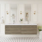 72" Floating Bathroom Vanity with Sink, Modern Wall-Mounted Bathroom Storage Vanity Cabinet with Solid Surface Top Basin, Two Sinks Four Soft Close Drawers, Ash Grey GF-24V11-72AG-W1573P152709