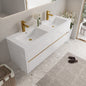 60" Wall-Mounted Bathroom Vanity with Sink, Floating Bathroom Storage Cabinet with Stone Resin Countertop and Soft Close Drawers, Fully Assembled Glossy White GF-24V15-60DGW-W1573P211176