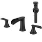 Bathroom Faucets for Sink 3 Hole Black 8 inch Widespread Bathroom Sink Faucet with Pop Up Drain Double Lever Handle Faucet Bathroom Vanity Faucet Basin Mixer Tap Faucet with Hose