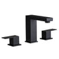 Bathroom Stainless Steel Faucets for Sink 3 Hole Matte Black 8 inch Widespread Bathroom Sink Faucet Double Lever Handle Faucet Bathroom Vanity Faucet Basin Mixer Tap Faucet with Hose