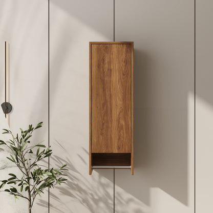 12 Inch Small Wall Mounted Side Cabinet, Soft Closing Door, Suitable For Small Bathroom, Study, Storage Room, Brown Ebony (KD-Packing)