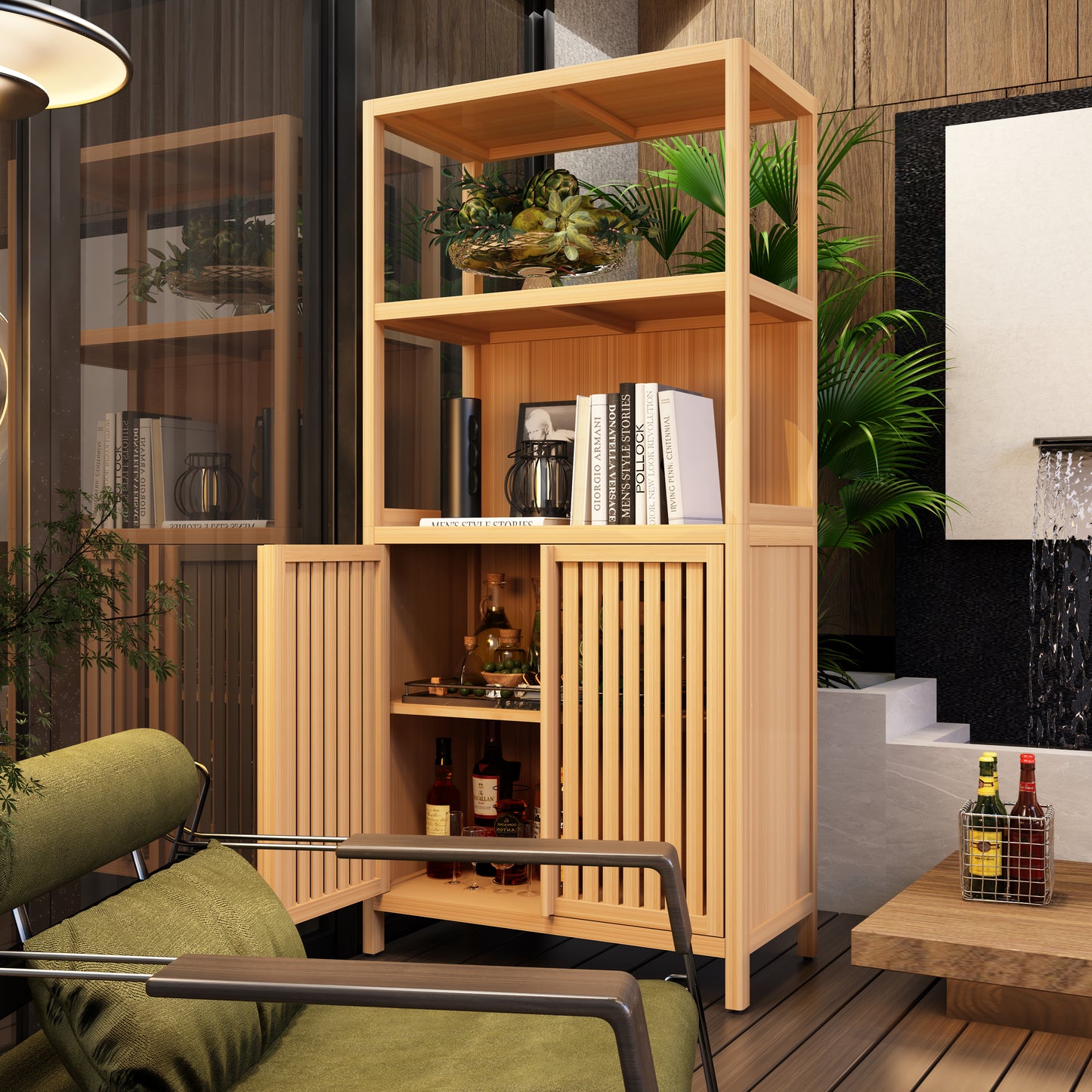 Bamboo Bathroom Storage Cabinet - 2 Door Organizer
