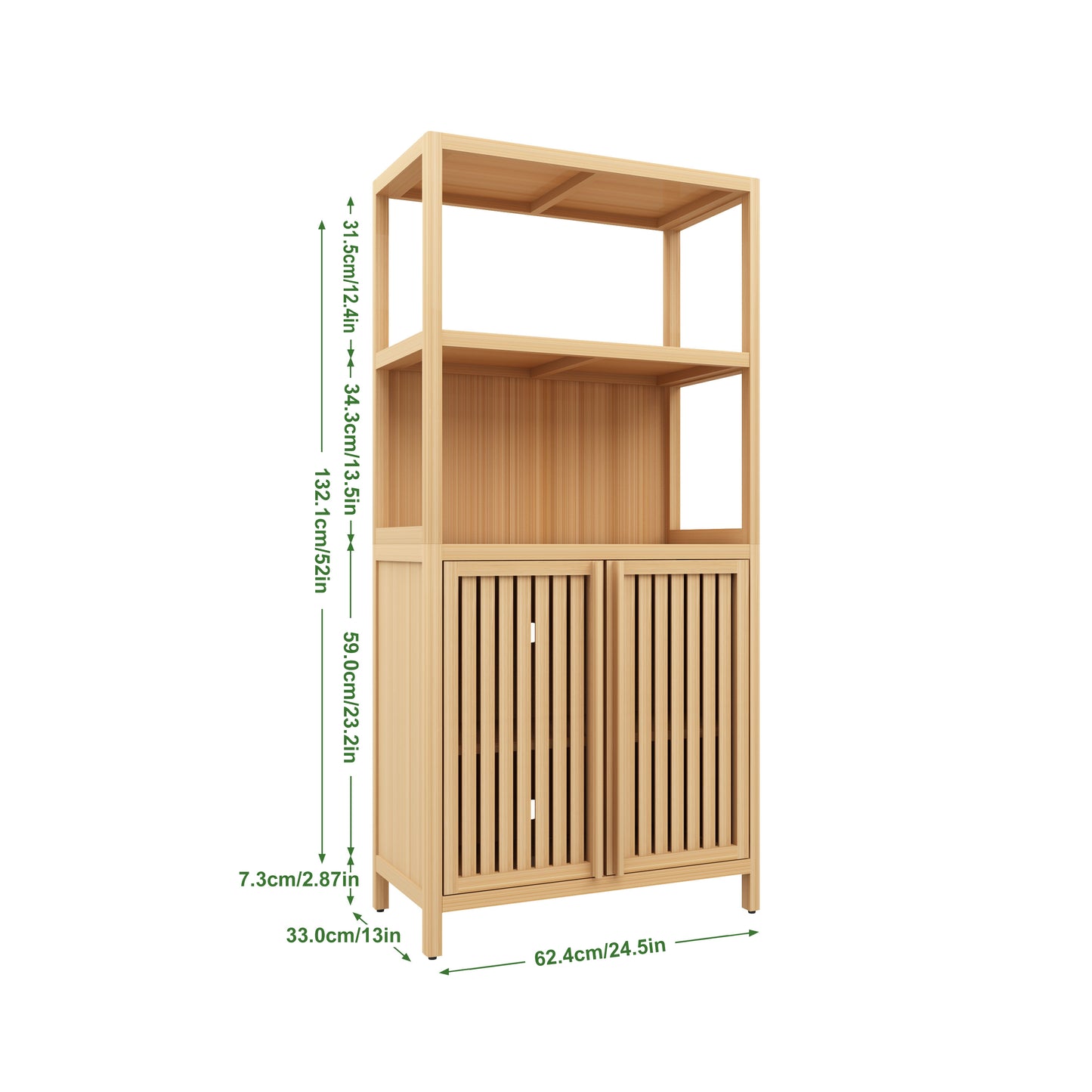 Bamboo Bathroom Storage Cabinet - 2 Door Organizer