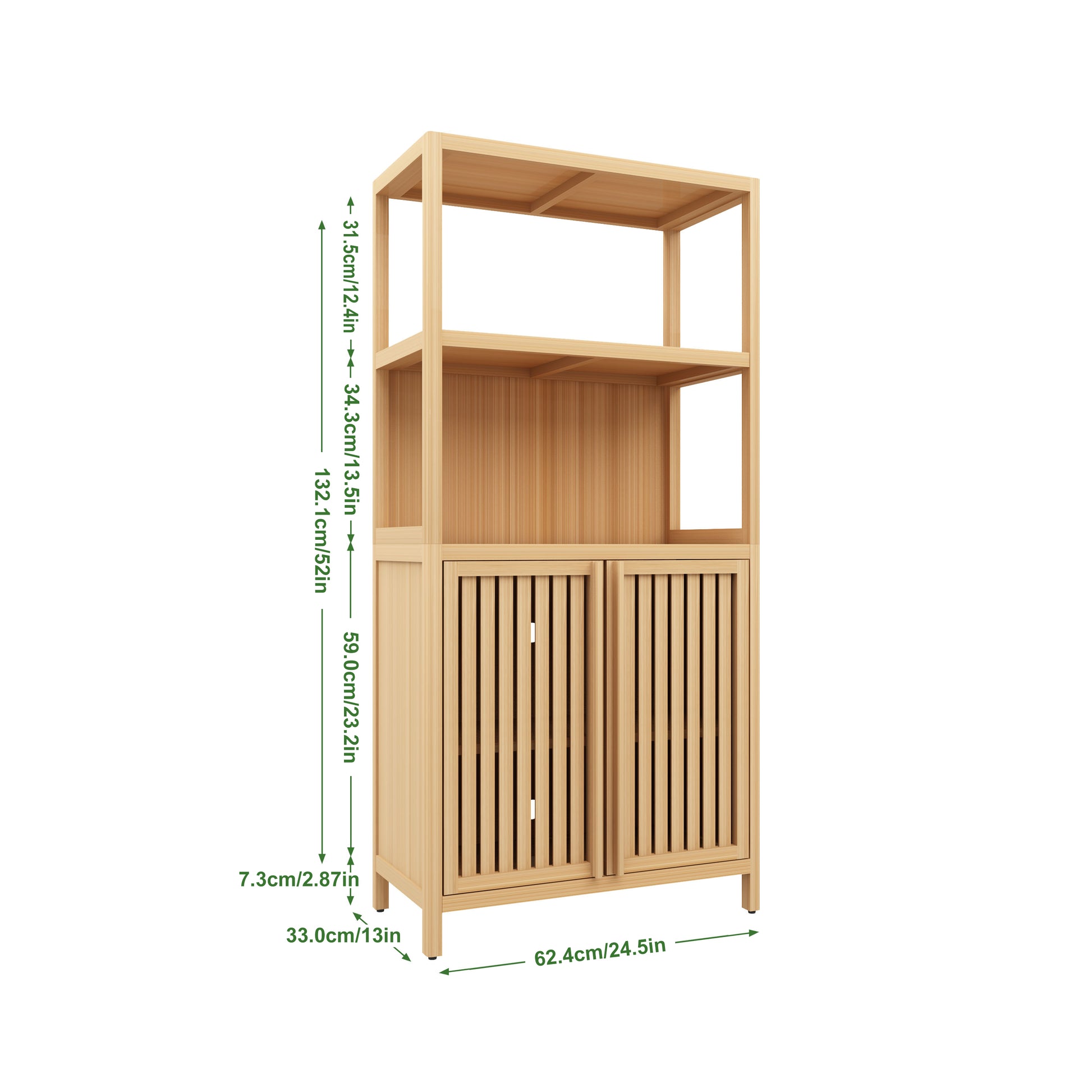 Bamboo Bathroom Storage Cabinet - 2 Door Organizer