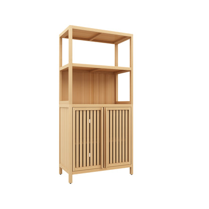 Bamboo Bathroom Storage Cabinet - 2 Door Organizer