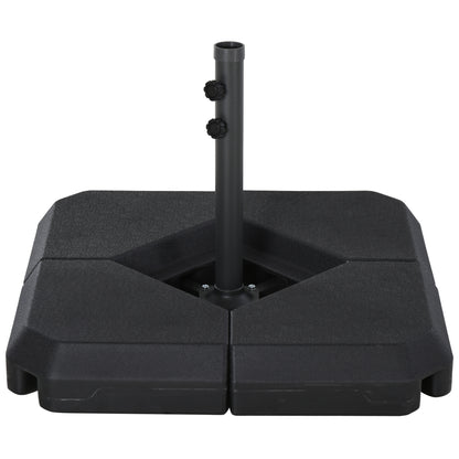 Outsunny 4-Piece Outdoor Patio Offset Umbrella Base Stand Weight Holder w/ Cross Base for Powerful Support, 158lbs Sand or 132lbs Water Filled, Black