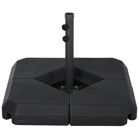 Outsunny 4-Piece Outdoor Patio Offset Umbrella Base Stand Weight Holder w/ Cross Base for Powerful Support, 158lbs Sand or 132lbs Water Filled, Black