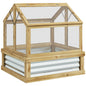 Outsunny Raised Garden Bed with Polycarbonate Greenhouse, Garden Wooden Cold Frame Greenhouse Flower Planter Protection, Peak Roof, 35.5" x 31.5" x 36", Natural