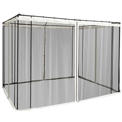 Outsunny 10' x 10' Replacement Mesh Sidewall Netting for Patio Gazebos and Canopy Tents with Zippers (Sidewall Only), Cream