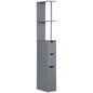 HOMCOM 54" Tall Bathroom Storage Cabinet, Freestanding Linen Tower with 2-Tier Shelf and Drawers, Narrow Side Floor Organizer, Grey