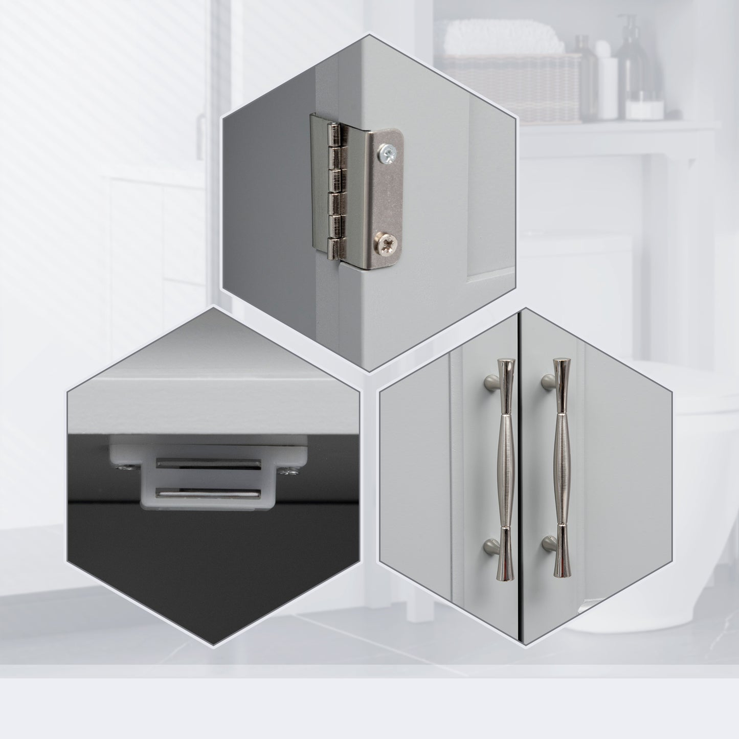 Modern Grey Over-the-Toilet Storage Cabinet - Bathroom Organizer MDF