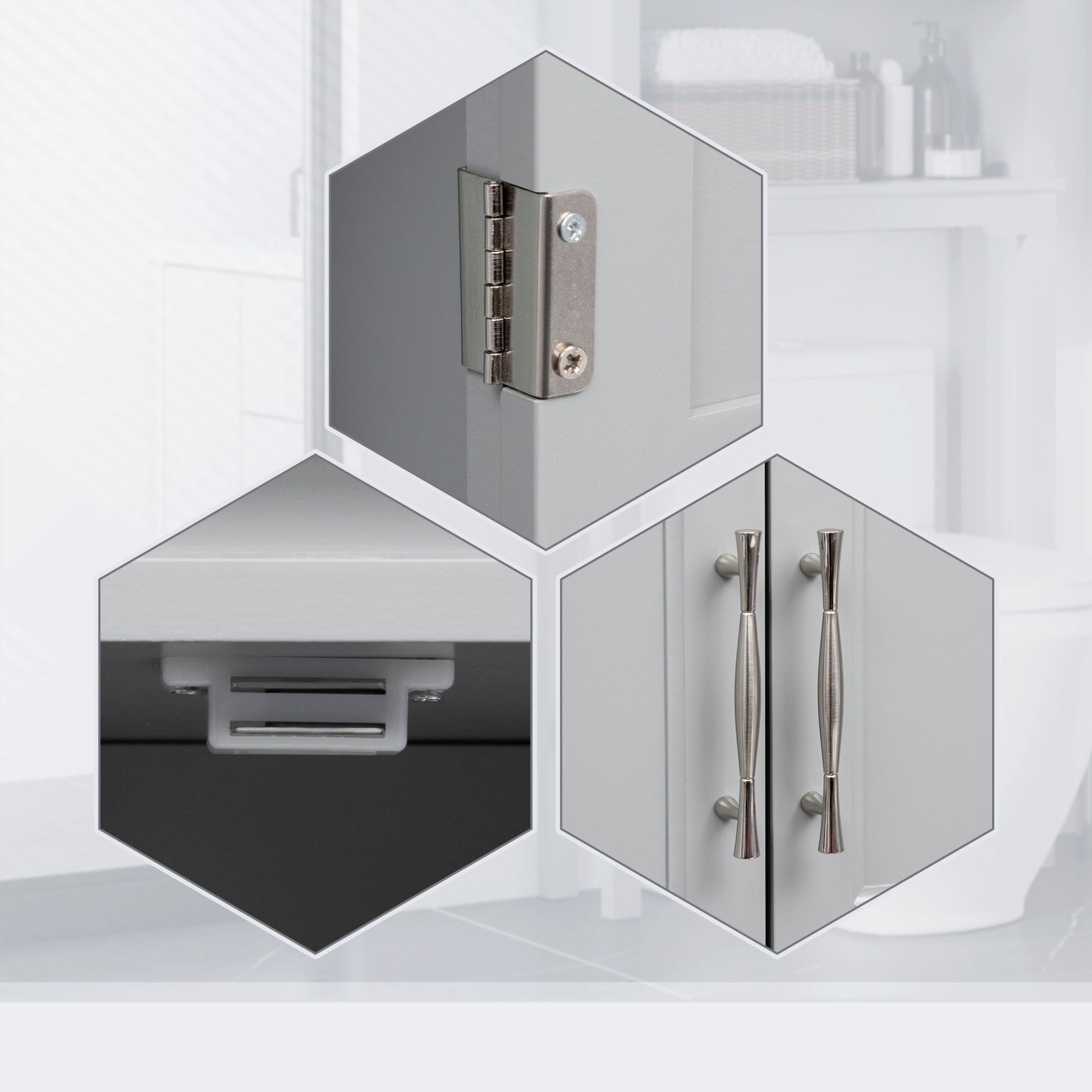 Modern Grey Over-the-Toilet Storage Cabinet - Bathroom Organizer MDF