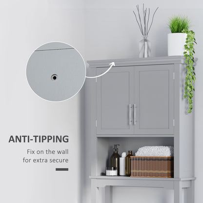 Modern Grey Over-the-Toilet Storage Cabinet - Bathroom Organizer MDF