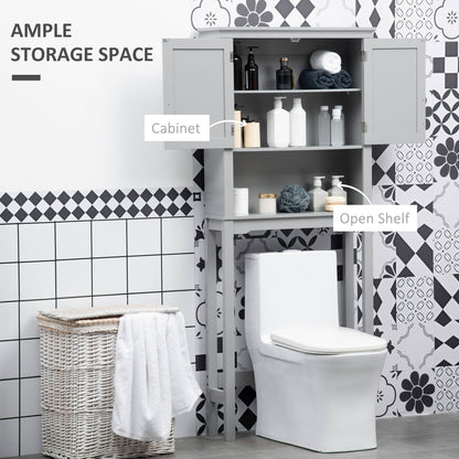 Modern Grey Over-the-Toilet Storage Cabinet - Bathroom Organizer MDF