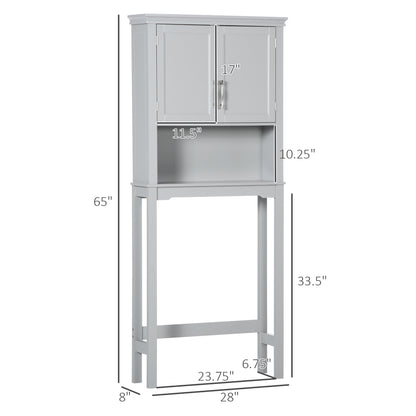 Modern Grey Over-the-Toilet Storage Cabinet - Bathroom Organizer MDF