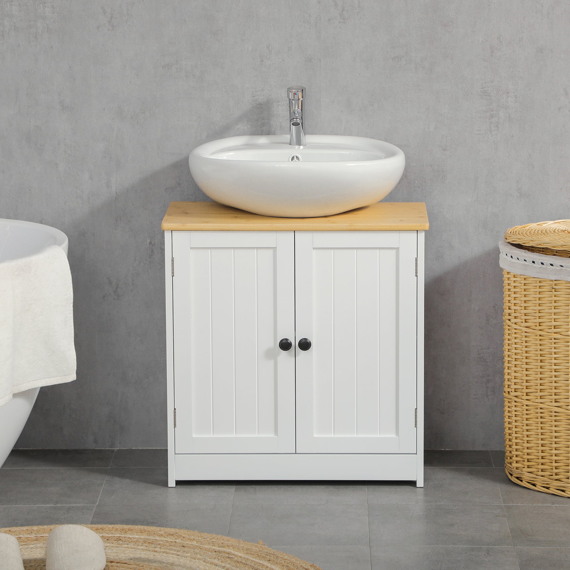 Modern White Bathroom Under Sink Cabinet - Storage Solutions