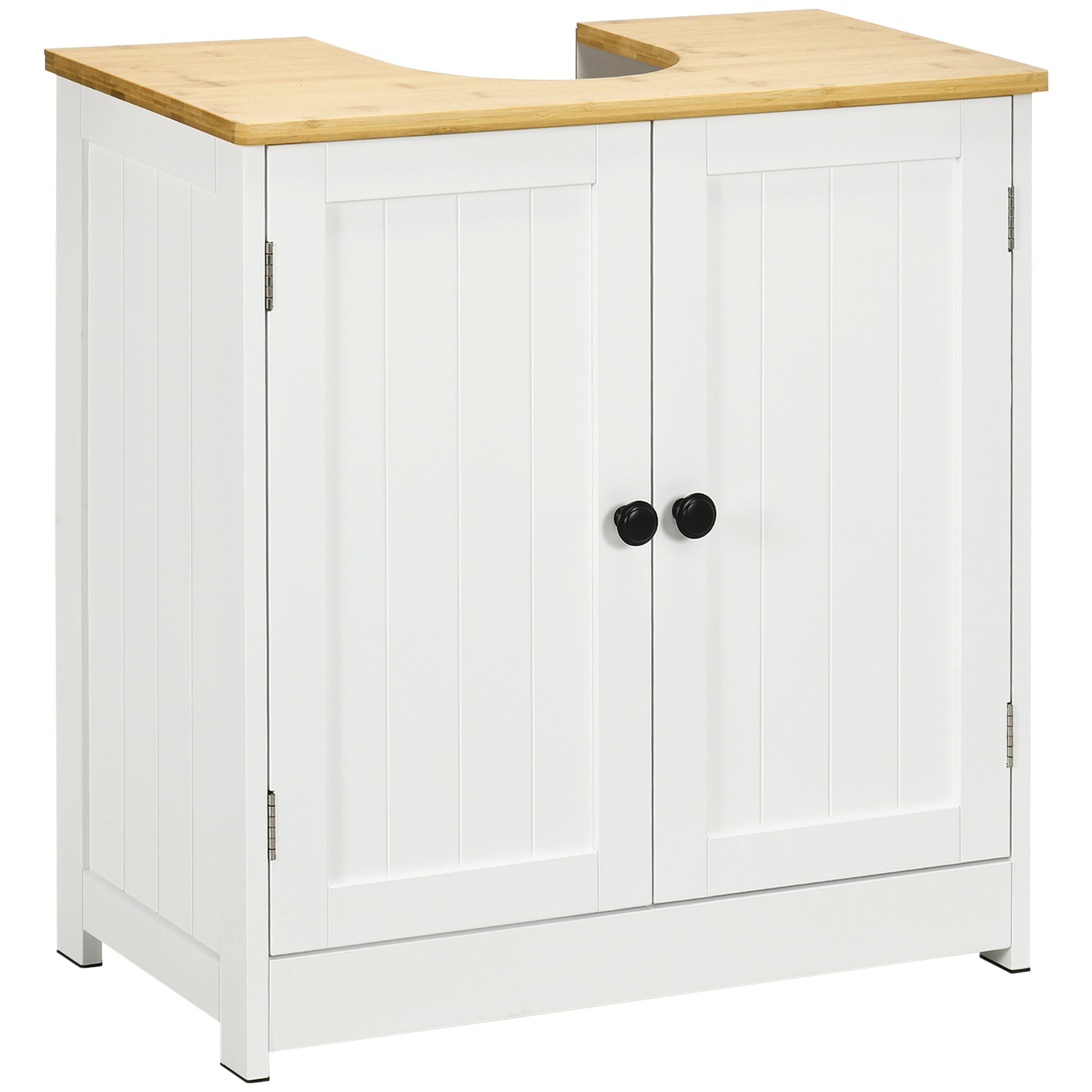 kleankin Modern Bathroom Under Sink Cabinet, Bathroom Vanity for Wall Mount Sink, Storage Cabinet with Double Doors and Adjustable Shelf, White