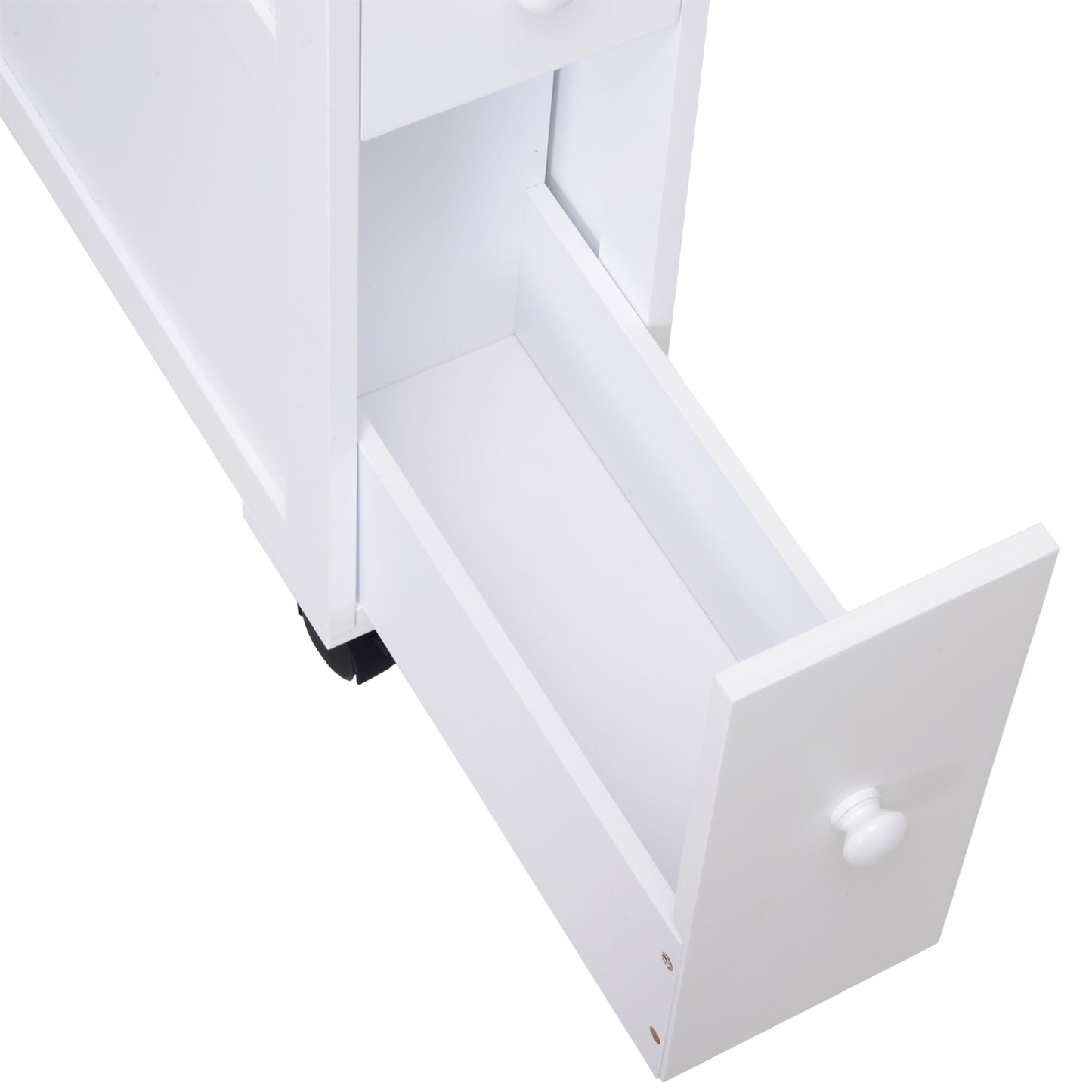 HOMCOM Rolling Bathroom Storage Cabinet - White MDF