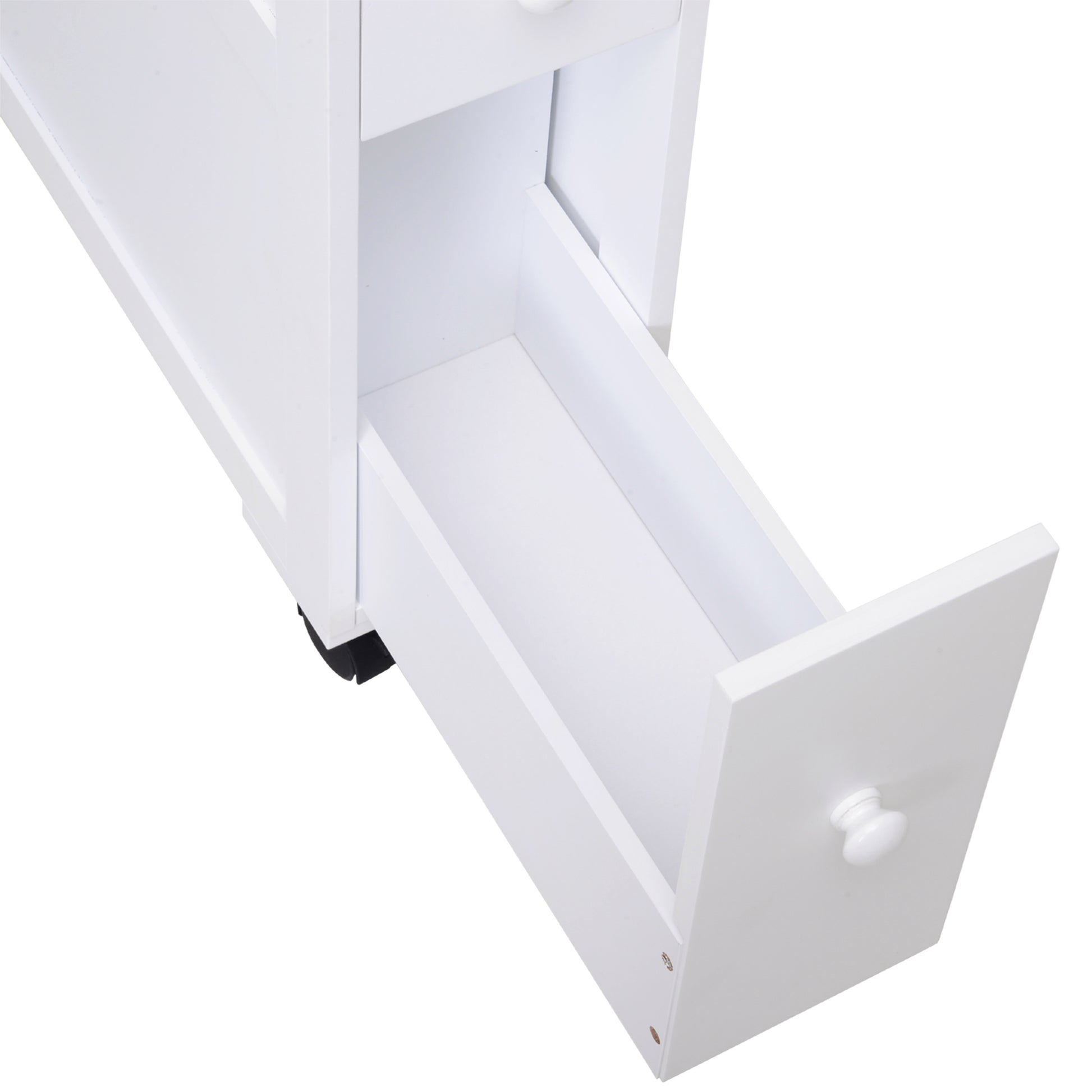 HOMCOM Rolling Bathroom Storage Cabinet - White MDF