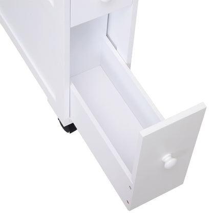 HOMCOM Rolling Bathroom Storage Cabinet - White MDF