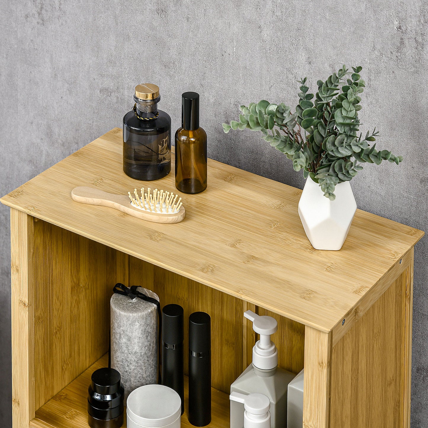 Bamboo Bathroom Storage Cabinet - 36" Tall Organizer