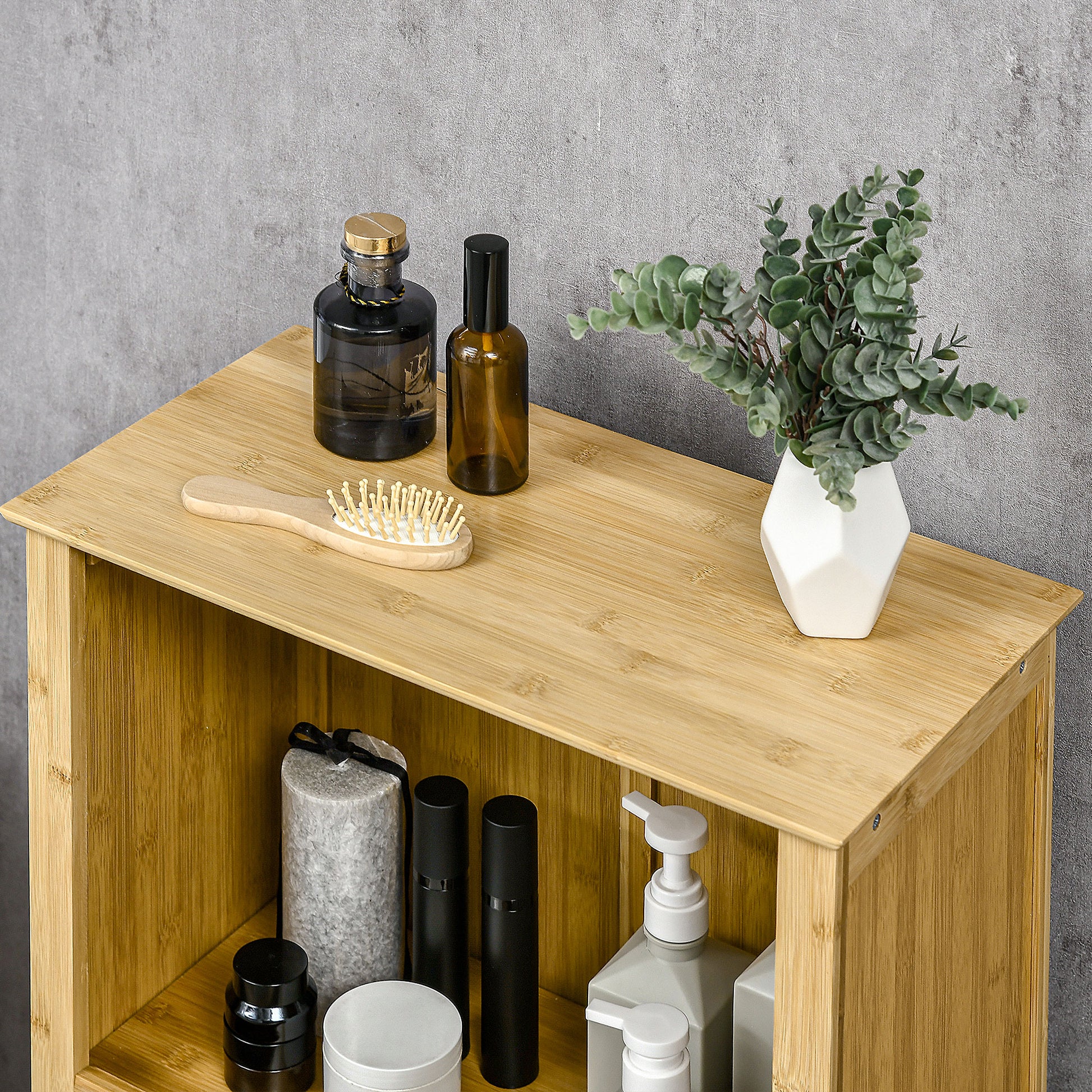 Bamboo Bathroom Storage Cabinet - 36" Tall Organizer